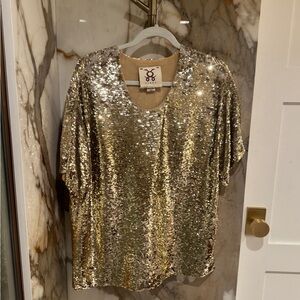 Figue Elegant Gold Sequin Blouse